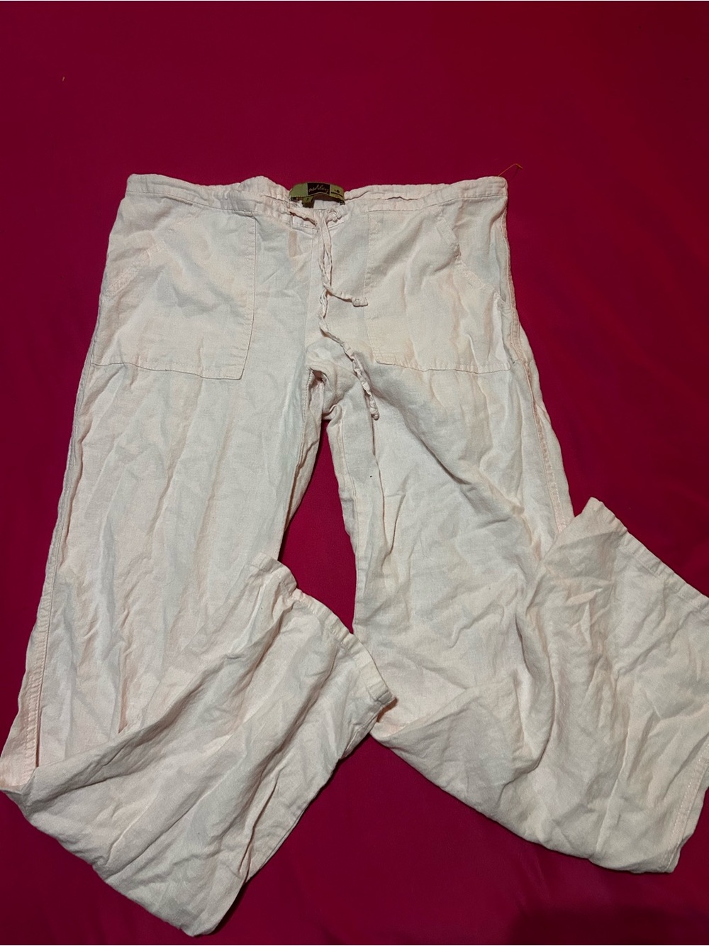 Lightweight pink y2k low rise linen pants